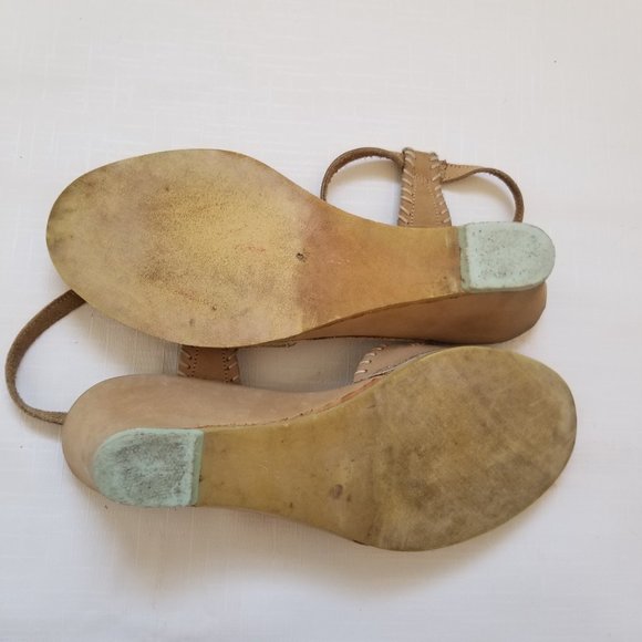 Vintage 70s 80s Womens 6.5 Nine 9 West Native American Inspired Leather Wedge - Picture 7 of 12